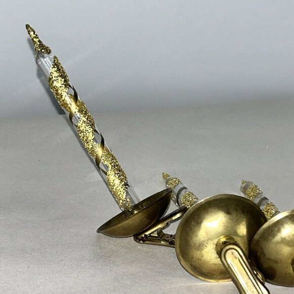 Set - 4 Hand Blown Glass Christmas Tree Candle Ornaments Gold Swirl Clipon Italy - Picture 7 of 9